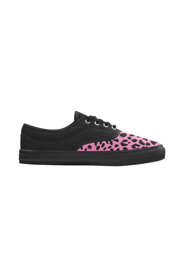 Pink Leopard Print Aries Women's Canvas Shoes - Objet D'Art