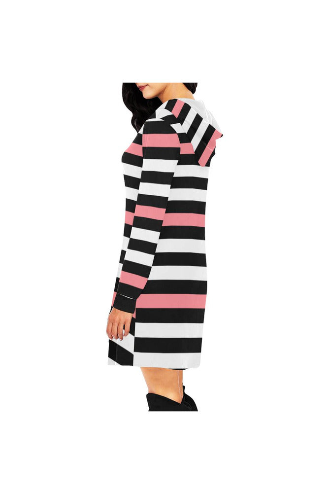 PINK stripe All Over Print Hoodie Mini Dress - Objet D'Art