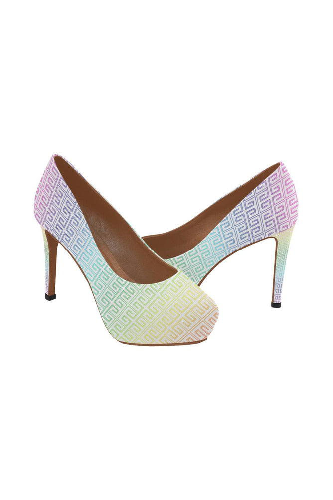Greek Key Rainbow Women's High Heels - Objet D'Art Online Retail Store