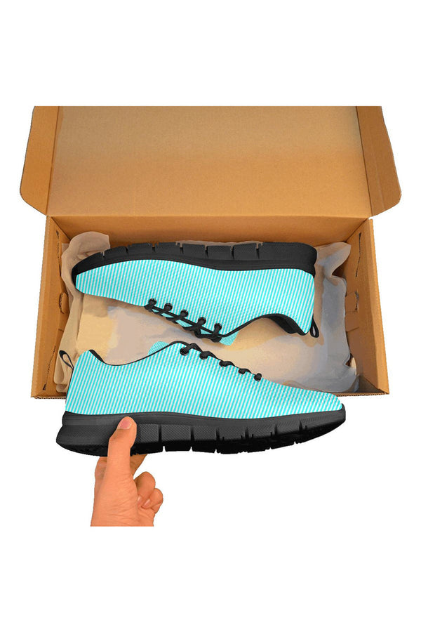 Cyan Stripes & Red Star Women's Breathable Running Shoes - Objet D'Art Online Retail Store