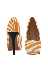 turmeric zebra print 2 Women's High Heels (Model 044) - Objet D'Art