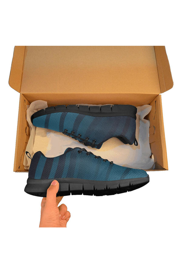Blue Zebra Women's Breathable Running Shoes (Model 055) - Objet D'Art