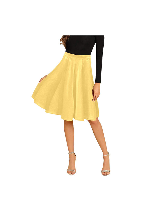 Light Mustard Melete Pleated Midi Skirt - Objet D'Art