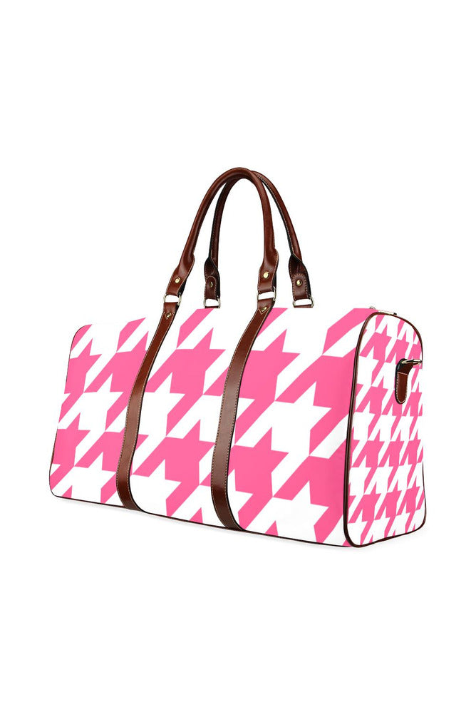 Pink Houndstooth Waterproof Travel Bag/Large - Objet D'Art