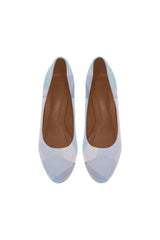 Crepe Pastel Blue Women's High Heels (Model 044) - Objet D'Art