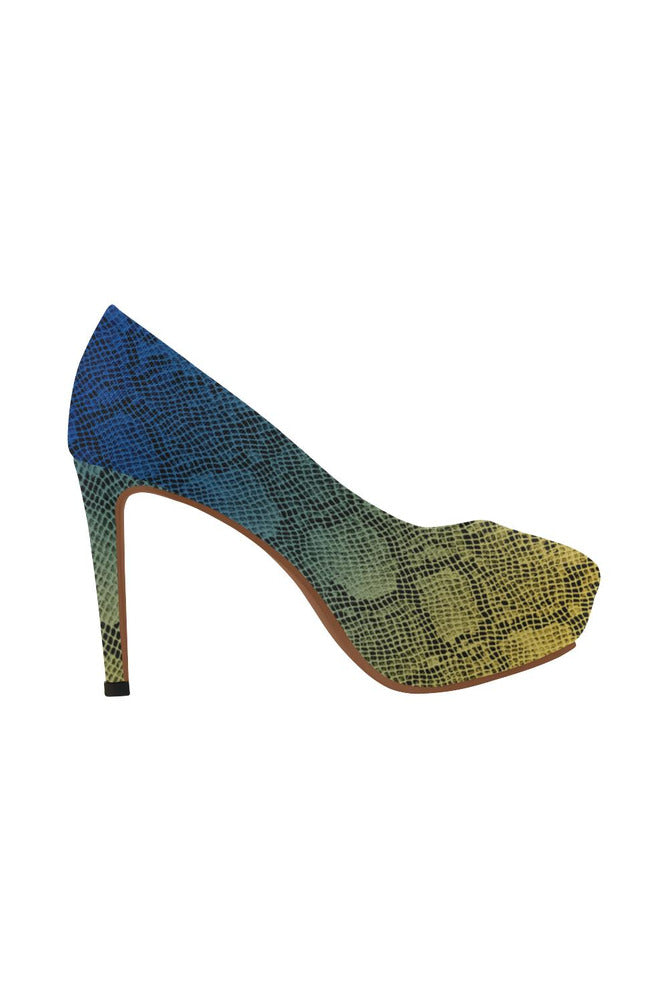 blue yellow ombre heels Women's High Heels (Model 044) - Objet D'Art