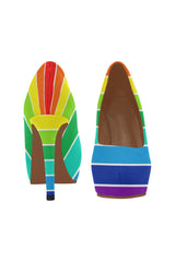 Rainbow Bright Artsadd Women's High Heels (Model 044) - Objet D'Art