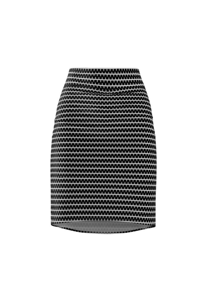 Black and White Striped Women's Pencil Skirt - Objet D'Art