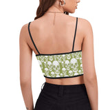 green skull 2 Women's Spaghetti Strap Crop Top (Model T67) - Objet D'Art