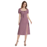 Puff Sleeve Split Thigh Midi Dress - Objet D'Art