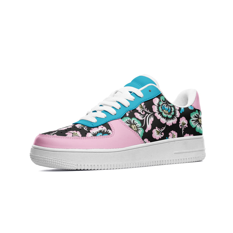 Floral Bouquet Unisex Low Top Leather Sneakers - Objet D'Art