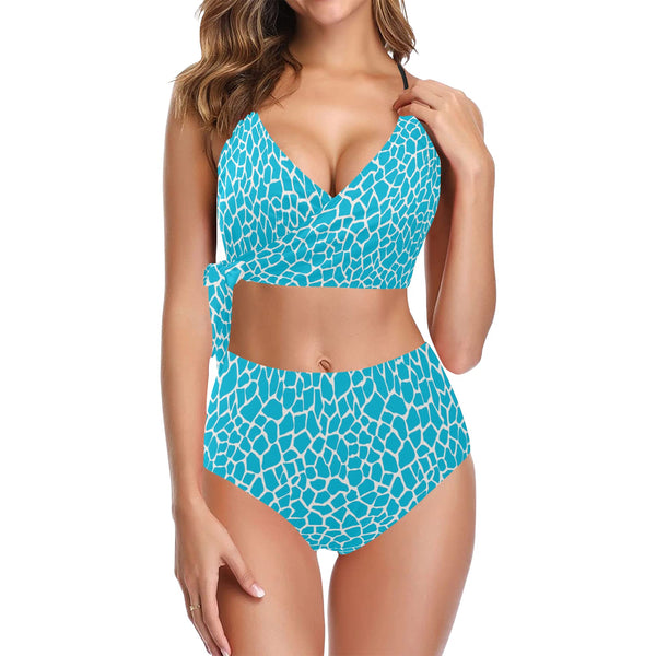 small blue animal print 2 copy Knot Side Bikini Swimsuit (Model S37) - Objet D'Art