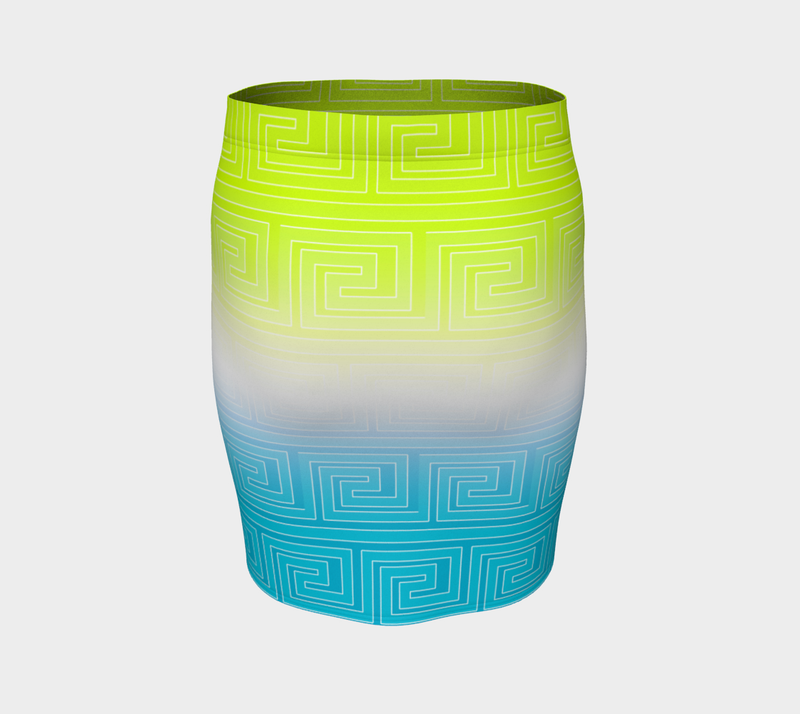 Greek Key Fitted Skirt - Objet D'Art
