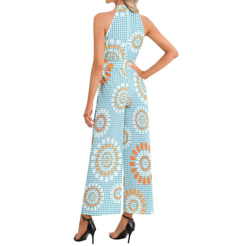 Halter Neck Buckle Belted Jumpsuit - Objet D'Art