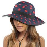 scattered hearts print 4 Wide Brim Bucket Hat - Objet D'Art