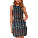 gray black herringbone polycolored Eos Women's Sleeveless Dress (Model D01) - Objet D'Art