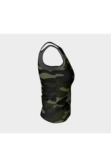 Dark Green Camouflage Fitted Tank Top - Objet D'Art