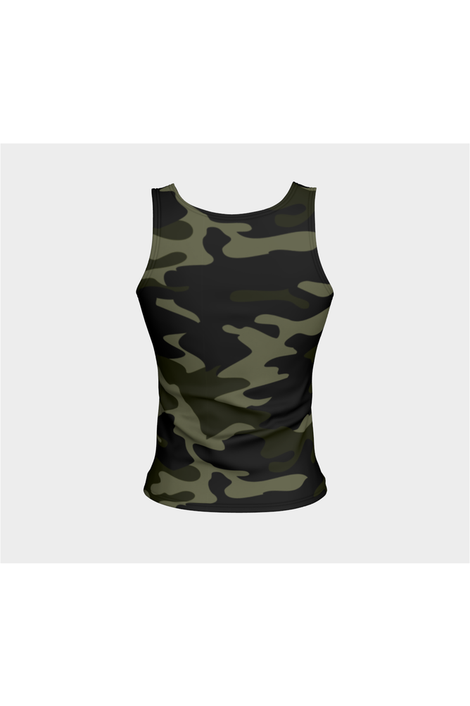 Dark Green Camouflage Fitted Tank Top - Objet D'Art