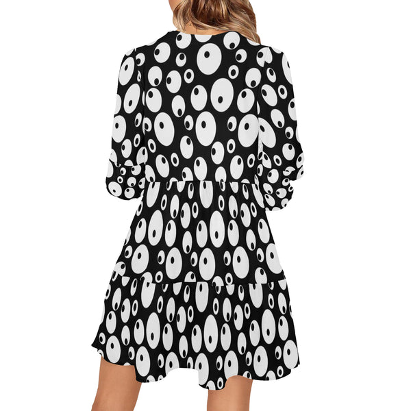 micro bw bub V-Neck Loose Fit Dress (Model D62) - Objet D'Art