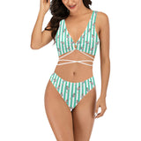 looking at you print 2 Cross String Bikini Set (Model S29) - Objet D'Art