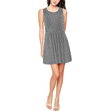 striped geo print 5C Thea Sleeveless Skater Dress(Model D19) - Objet D'Art