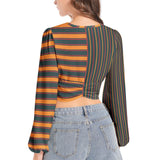 Women's Deep V-Neck Lantern Sleeve Crop Top - Objet D'Art