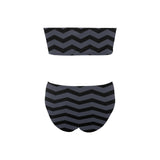 waves8 print Chest Wrap Bikini Swimsuit (Model S36) - Objet D'Art