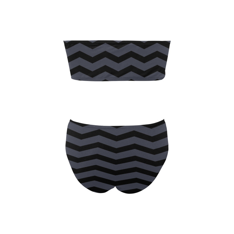 waves8 print Chest Wrap Bikini Swimsuit (Model S36) - Objet D'Art