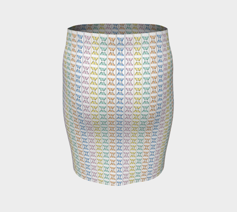 Kaleidoscope of Butterflies Fitted Skirt - Objet D'Art
