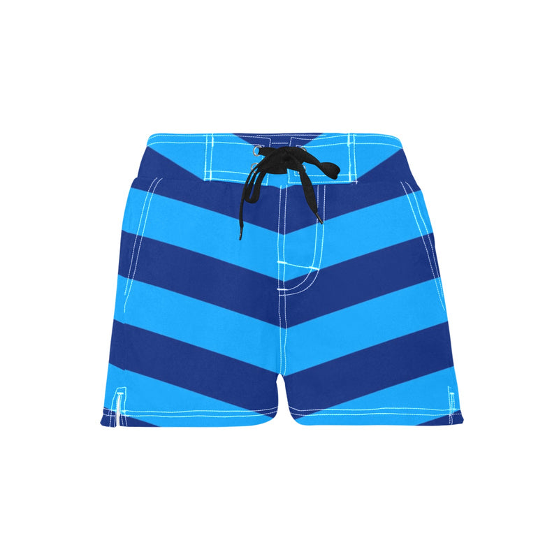 chevron blue striped print Women's Casual Board Shorts (Model L54) - Objet D'Art