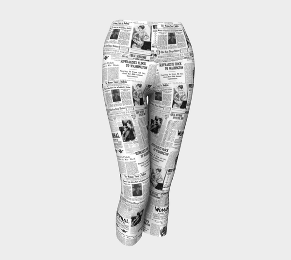 Woman's Suffrage Headlines Yoga Capris - Objet D'Art