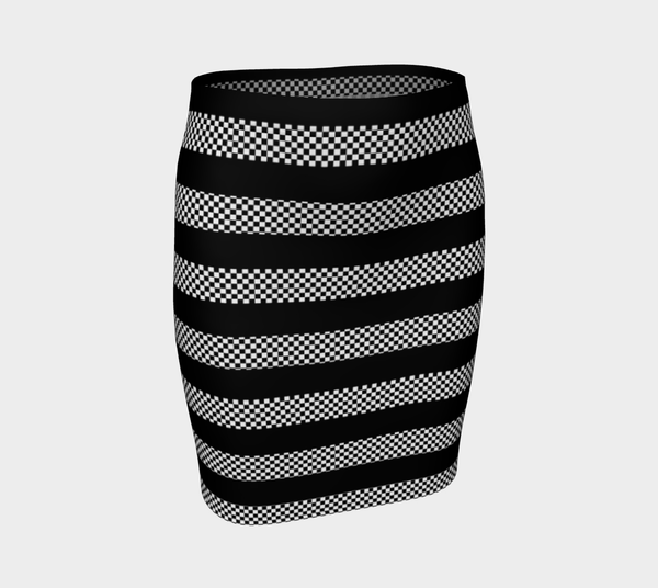 Micro Checkered Striped Fitted Skirt - Objet D'Art