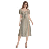 Puff Sleeve Split Thigh Midi Dress - Objet D'Art