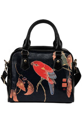 Red Parrot on the Branch  Shoulder Handbag - Objet D'Art