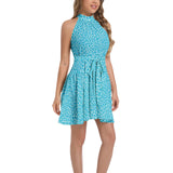 Animal Print Ruffle Hem Belted Halter Dress - Objet D'Art