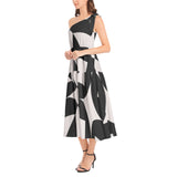 Sacred Geometry Ruffle Hem One Shoulder Midi Dress - Objet D'Art