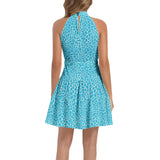 Animal Print Ruffle Hem Belted Halter Dress - Objet D'Art