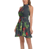 Ruffle Hem Belted Halter Dress - Objet D'Art