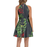 Ruffle Hem Belted Halter Dress - Objet D'Art