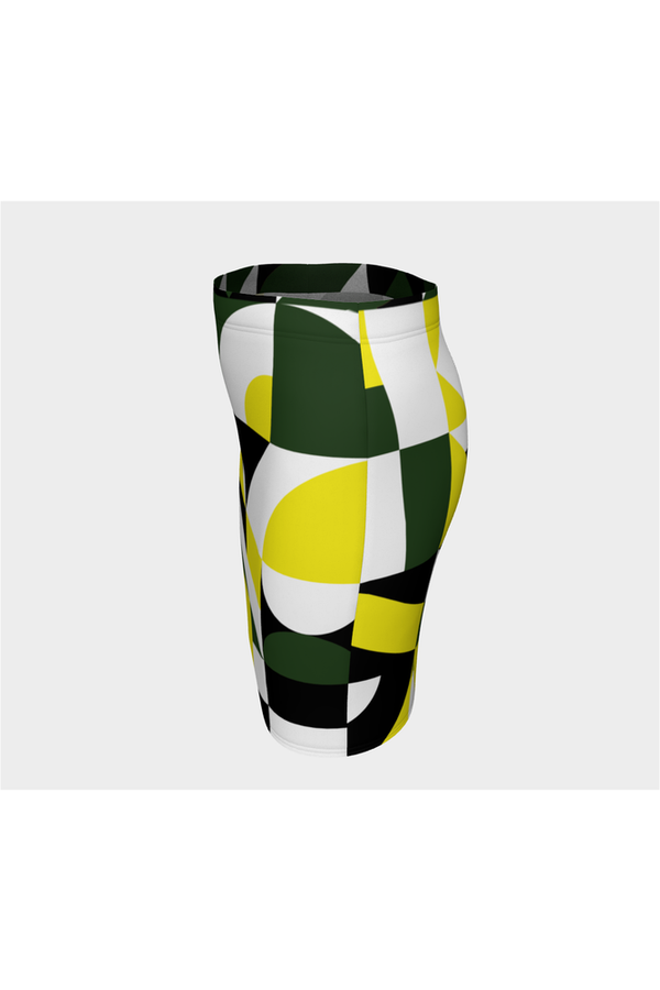 Green Abstract Fitted Skirt - Objet D'Art