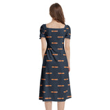 Foxy Puff Sleeve Split Thigh Midi Dress - Objet D'Art