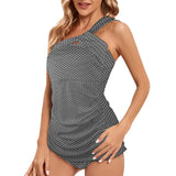 hex star print 5A Women's One Shoulder Backless Swimsuit (Model S44) - Objet D'Art