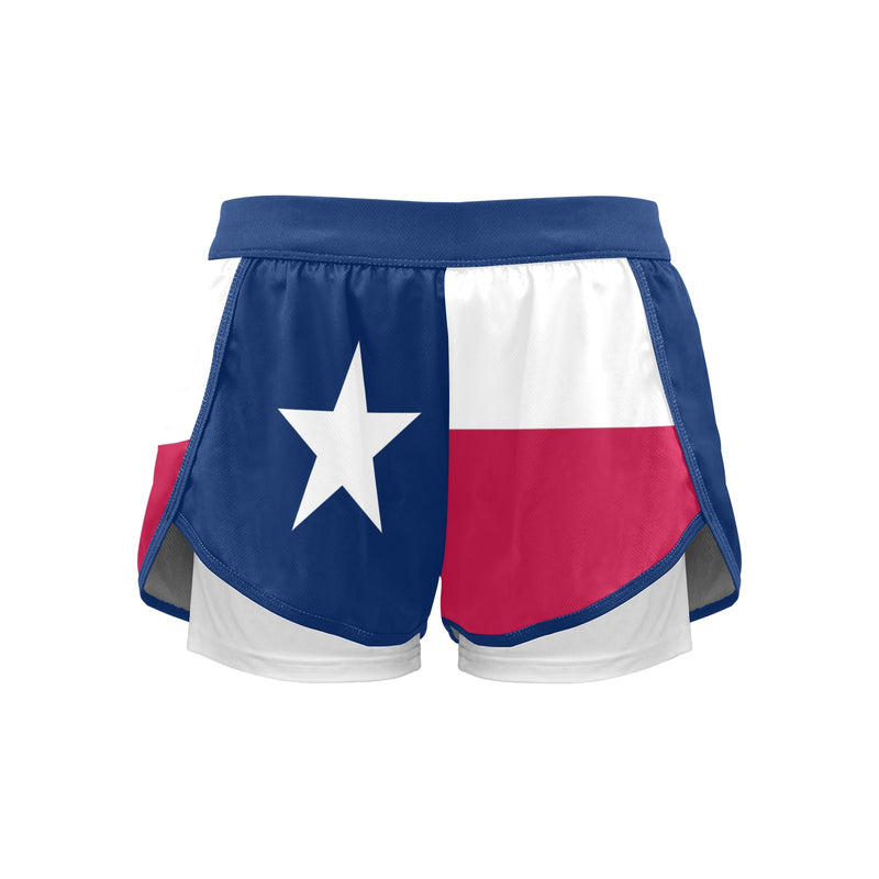 Texas Lone Star Women's Sports Shorts with Compression Liner (Model L63) - Objet D'Art