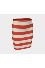 Coral Orange Striped Fitted Skirt - Objet D'Art