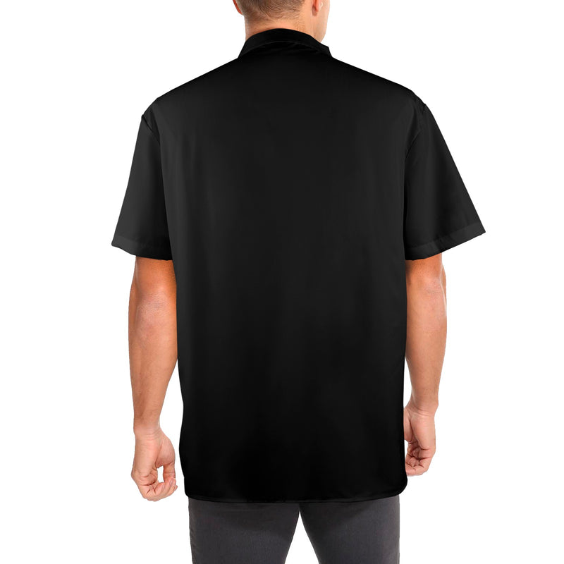 black 2 9k Men's Stand-Up Collar Short Sleeve Shirt - Objet D'Art