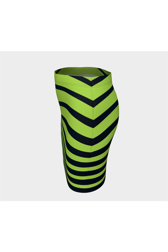 Lime Green Zebra Fitted Skirt - Objet D'Art