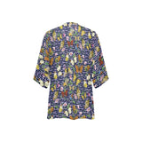 grk butterfly print 2 Women's Kimono Chiffon Cover Up (Model H51) - Objet D'Art
