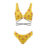 mandala gold print 3 Cross String Bikini Set (Model S29) - Objet D'Art