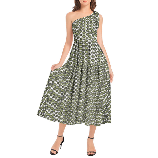 Ruffle Hem One Shoulder Midi Dress - Objet D'Art