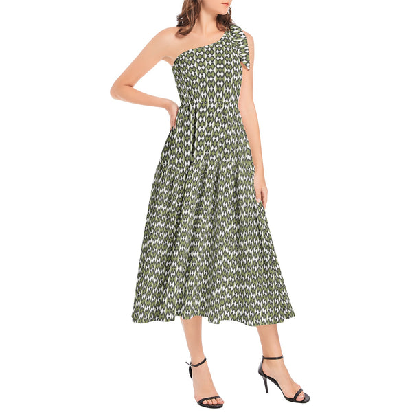 Ruffle Hem One Shoulder Midi Dress - Objet D'Art